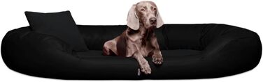 Ортопедичне ліжко для собак Tierlando® Sammy VIP з віскоматрацом та високим бортиком з штучної шкіри. Розмір: 100x85 см, колір: чорний. Забезпечує комфортний та щадний для суглобів сон.
