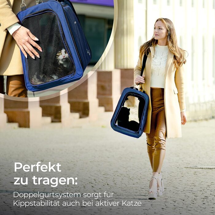 Транспортна переноска для котів You Decide Munich Cat Premium Suite LX (блакитна) з туалетом, складна