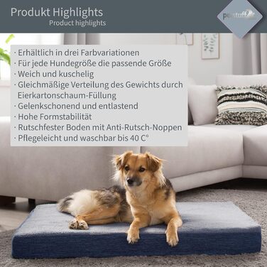 Ортопедичне собаче ліжко з знімним та пральним чохлом, вибір кольору та розміру (L, блакитний)