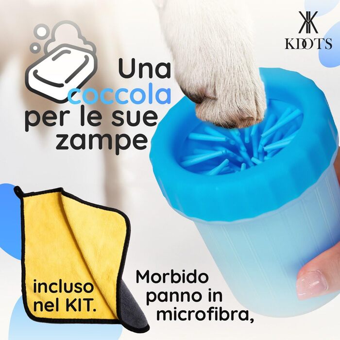 Силіконовий очищувач лап для собак з м'якою серветкою - безпечний засіб для миття лап для собак малого та середнього розміру (Блакитний, S/M)