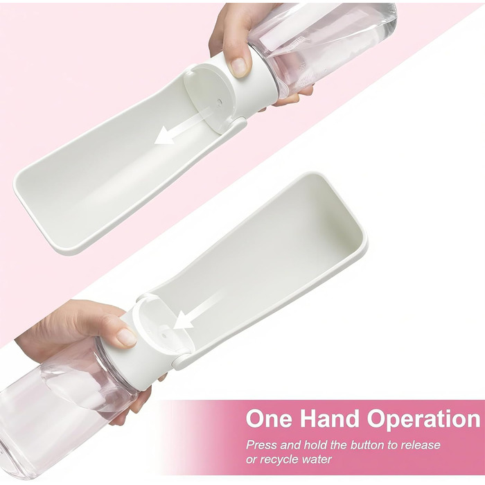 Складана пляшка для води для собак - портативна пляшка для тварин для собак та котів, для прогулянок, походів, подорожей (біла, 550 мл)