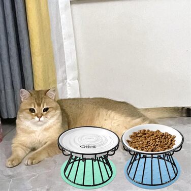 Набір мисок для котів 2 шт. з піднятою платформою, металевий каркас, анти-блювотні миски для котів та кошенят