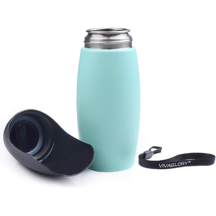 Водяна пляшка для собак VIVAGLORY Pawhike, 750 мл, нержавіюча сталь, блакитна - для прогулянок та подорожей