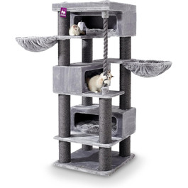 Дряпак Petrebels Turnpike XXL 200 см для великих котів, товсті стовпи Ø15 см, Maine Coon, сірий, 76x76x200 см