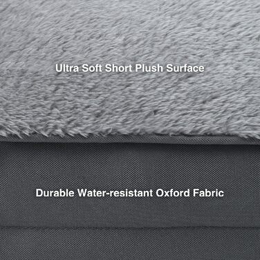 Водонепроникне ліжко для собак Deluxe з плюшем, знімний, пральний чохол, антиковзаюча підкладка, 58,4 x 43,2 см, сірий колір