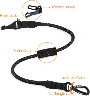 Ремінь безпеки для собак PetBonus в авто: міцний поводок-переноска для маленьких, середніх та великих собак (чорний)
