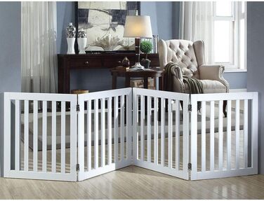 Захисний бар'єр для собак Unipaws - відбійник для сходів без свердління, дерев'яне дитяче ворота, білий (4 елементи, 61 см) 204 x 61 см