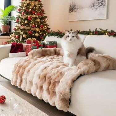 М'який плюшевий чохол на диван для домашніх тварин, 75x75 см, колір градієнт коричневий