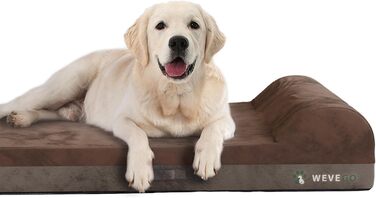 Велике ортопедичне ліжко для собак з гелевою піною та водонепроникним чохлом (89x56x20 см, коричневе)