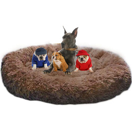 Ортопедичне собаче ліжко XXL: м'яке, антистрес, для великих та середніх собак. Кругле, овальне, з memory foam, коричневе.