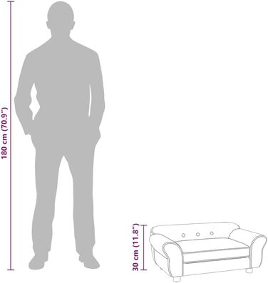 Софа для собак VidaXL Бордовий колір, 72x45x30 см, плюшеве ліжко для собак та котів