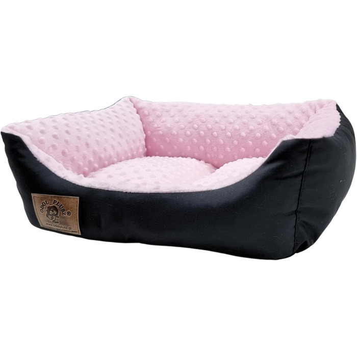 Ліжко для собак Odolplusz: м'який кошик-софа для маленьких собак, 50x40 см, з силіконовими кульками, гіпоалергенне (чорний + рожевий мінки)