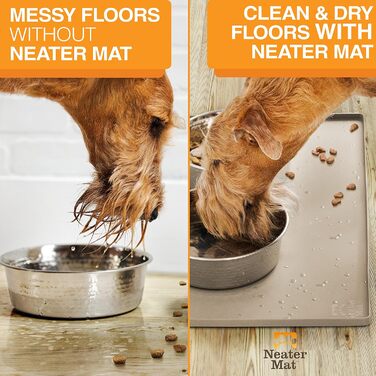 Силіконова підкладка під миску для собак і котів Neater Pet Brands, водонепроникна, захист підлоги, 40,6x25,5 см, капучино