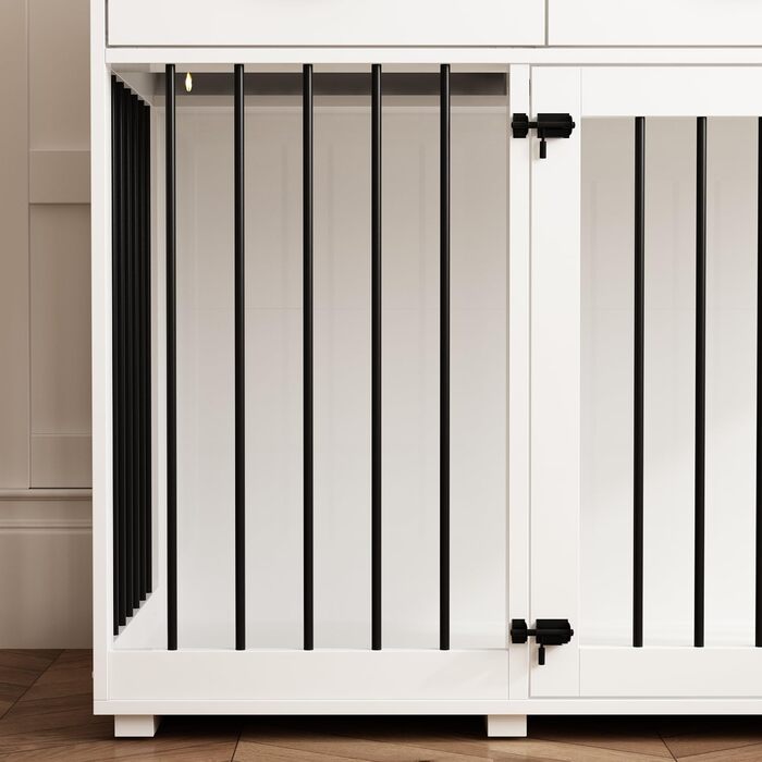 Клітка для собак з 3 ящиками, 137x57x85 см, клітка-будка для собак середніх порід, переноска для собак, білий та чорний колір, для дому