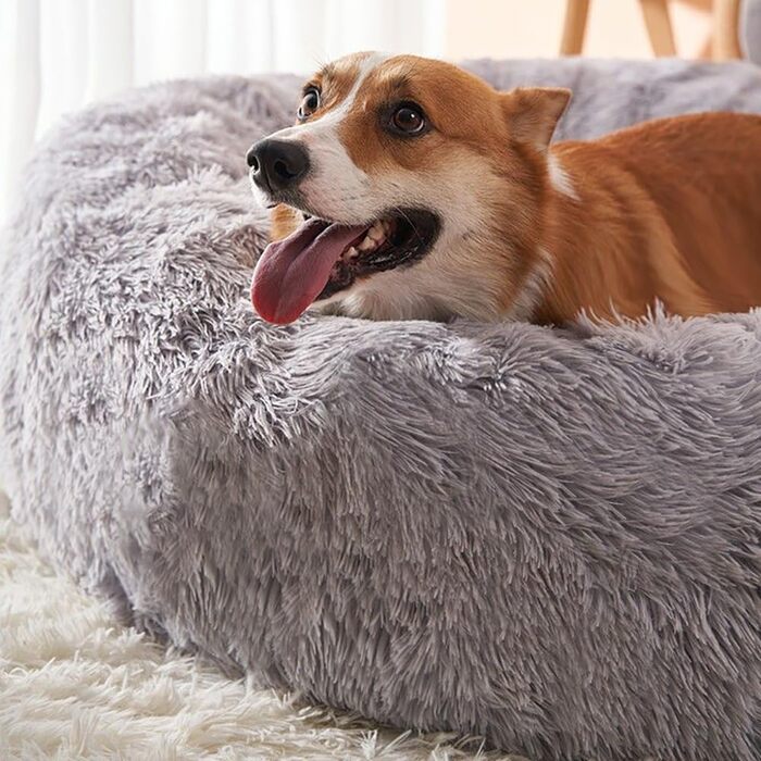 М'яке ліжко для собак, котів, великих, середніх та маленьких собак. Практичне, миється. Білий колір (80см, світло-сірий)