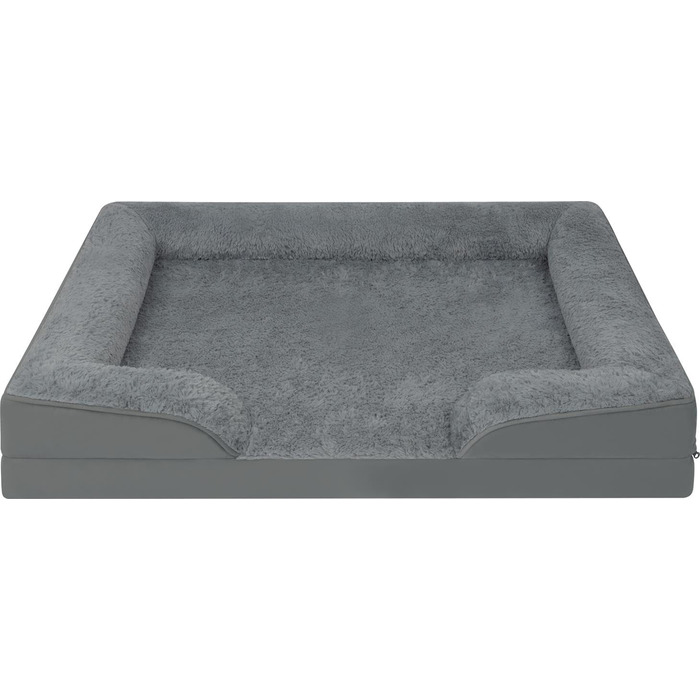Ергономічне собаче ліжко Normani для великих, середніх та малих собак - ортопедична подушка для собак - диванчик для собак з високим бортиком (Антрацит, 50x60x14 см)