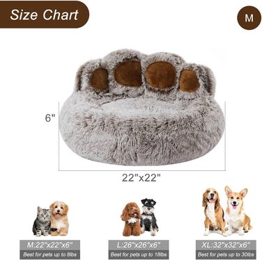 Кругле ліжко для собак Jiupety, плюшеве, у формі пончика, середній розмір 81 см, зручне та м'яке, можна прати