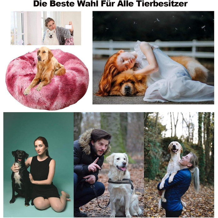 М'яке ліжко для собак WSGJHB, зручне ліжко для домашніх тварин, софа, кругле плюшеве ліжко-подушка для собак та котів у формі пончика, середнього та великого розміру, м'яке, дихаюче, 110 см, світло-коричневий колір