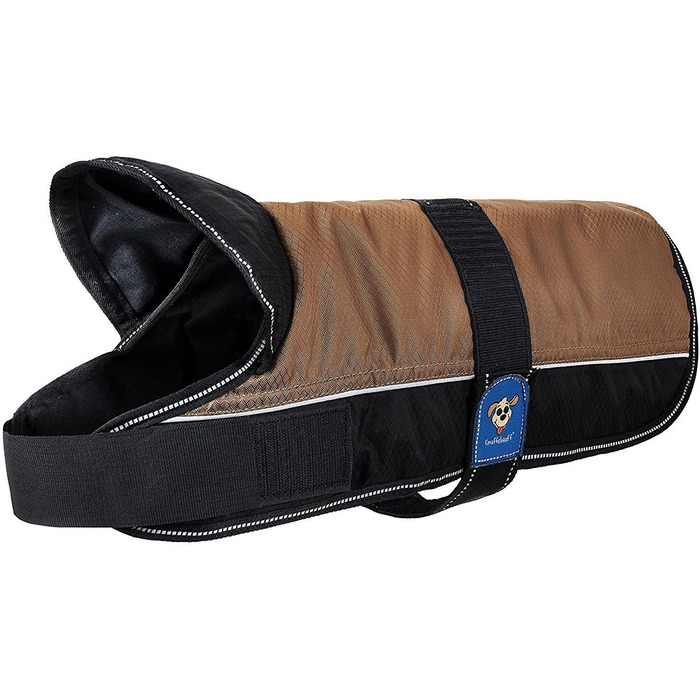 Накидка для собак Knuffelwuff 13929-022, функціональна тканина, світловідбиваюча, з коміром, коричнево-чорна, 65 см