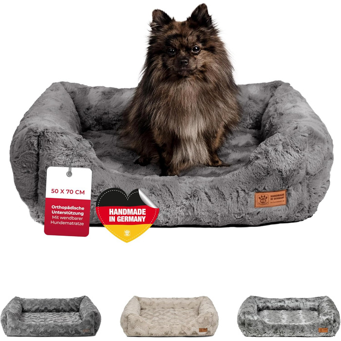 Ортопедичне ліжко для собак Deluxe Exklusiv XS (50x70 см) з Memory Foam, антиковзаючою основою, можливостю прання, колір антрацит, Made in Germany
