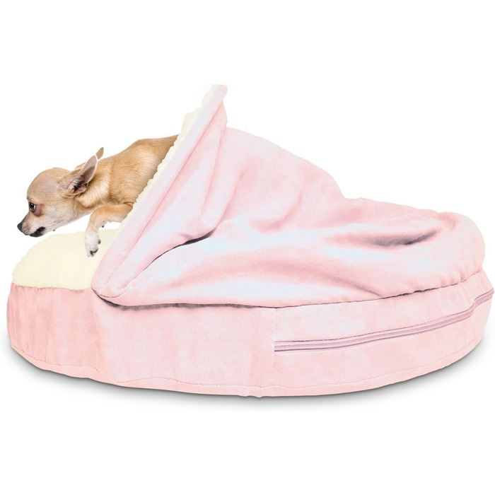 Ортопедичне ліжко для собак Furhaven, 66 см, для середніх та маленьких собак, до 13,6 кг, знімний, пральний чохол, Sherpa & Wildleder Snuggery, блакитне, з м'якої вовни та замші, 66 x 66 x 8 см