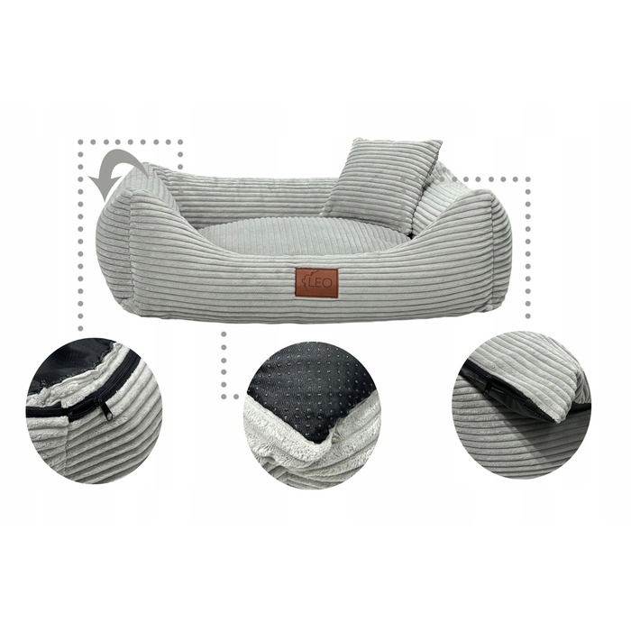 Лежак для собак Leo4dog з вельвету, зі знімним чохлом для прання, колір Оливка, XL 115x90