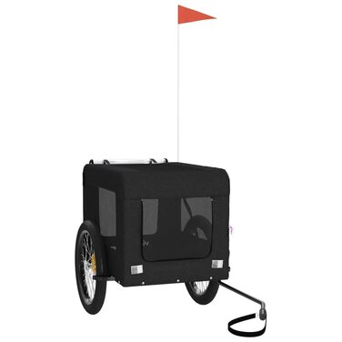 Фаркоп для собак середніх порід - велосипедний причіп для тварин, чорний, з оксфордської тканини та металу