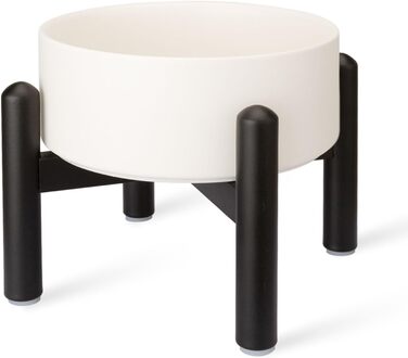 Підвищена годівниця для собак, керамічна миска для корму з нержавіючою підставкою - для маленьких та середніх собак, діаметр 15,5 см, об'єм 850 мл, білий колір