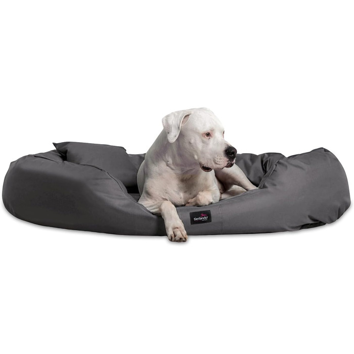 Ортопедичне ліжко для собак Tierlando® ARES з поліестеру з вийманою віско-матрацом, 125x105 см, сірий