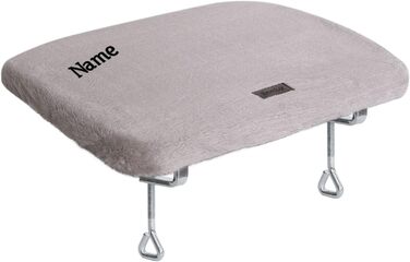Кішка ліжко для вікна Lionto, м'яке, плюшеве, 35x50 см, без свердління, знімний чохол, до 15 кг, сірий (з нанесенням імені)