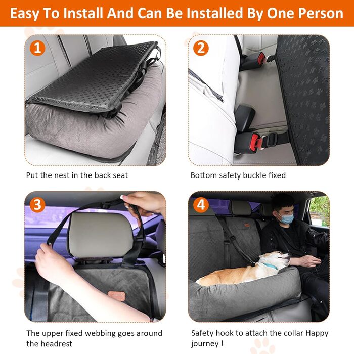 Автокрісло для собак JAOGAUS: безпечне та зручне автокрісло для середніх та великих собак, з безпечним ременем та легкою у догляді підкладкою