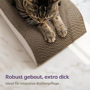 Кігтеточка для котів 3 в 1 XXL, 75 см – Міцна картонна поверхня для догляду за кігтями – До 2 років використання – Економія місця – Захист диванів та меблів (Cloud) (Білий)