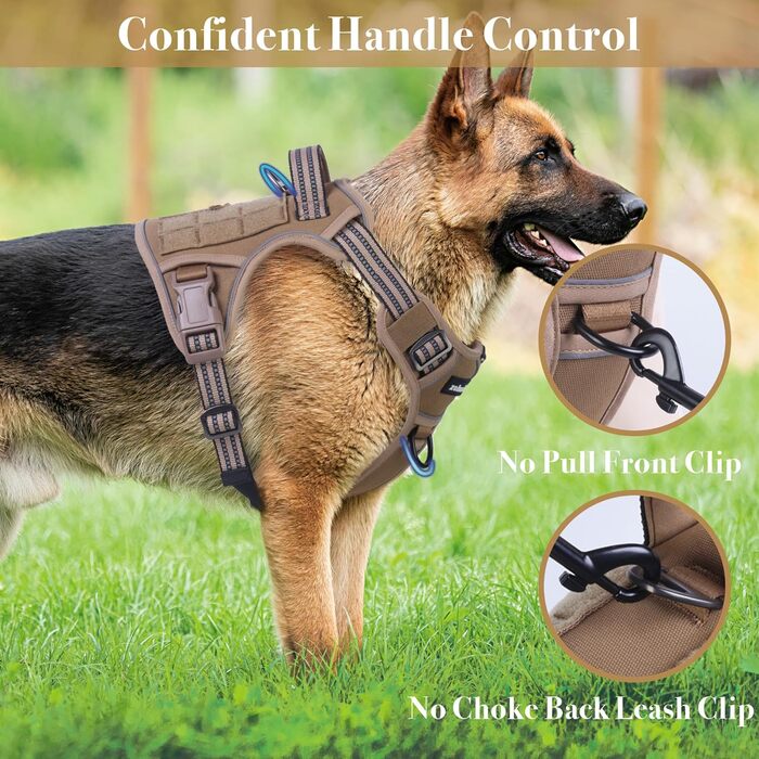 Шлейка для собак Funfox великих порід, тактична, анти-тяга, дихаюча, камуфляж (S, коричнева)