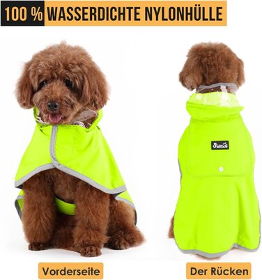 Водонепроникна дощова куртка для собак SlowTon з капюшоном (зелена, S)