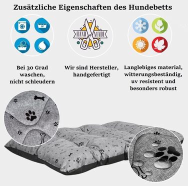 Крісло-ліжко для собак King Dog XL (120x80 см, сірий) - Водонепроникне, миється, з оксфордської тканини