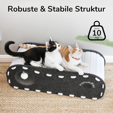 Кігтеточка-будиночок для котів FUKUMARU, чорна філцова кімната-лежанка для сну та ігор, 2-ярусна