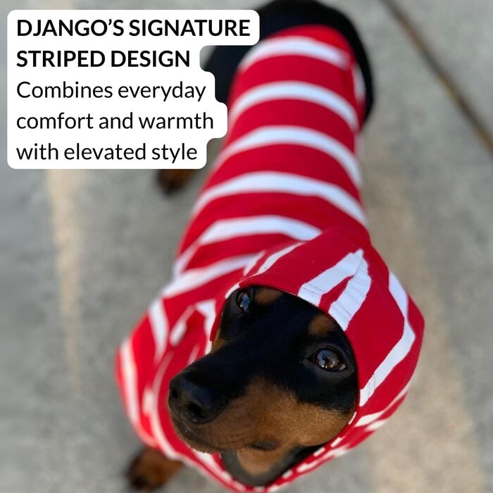 Світшот для собак ДЖАНГО, теплий, м'який, з капюшоном, для маленьких собак до 11,3 кг (Dackel, Welpen), розмір S, червоний