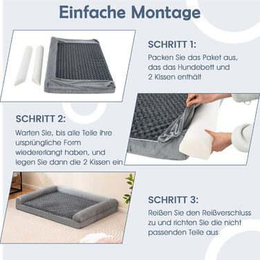 Ортопедичне собаче ліжко COSTWAY велике, диван для собак з подушкою, пінопласт, знімний та пральний чохол, підняті бортики, диван-ліжко для великих та середніх собак, сірий (XXL-135 x 91 x 18 см)