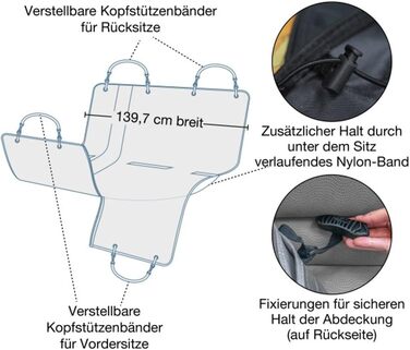 Захист сидіння автомобіля Kurgo Heather для собак, водовідштовхуючий та брудовідштовхуючий, ширина 140 см, колір мускатний heather, окремий, світло-коричневий
