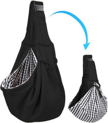 Сумка-слінг для собак маленьких порід, реверсивна переноска для собак, зручна переноска з регульованим ременем для прогулянок та подорожей, чорного кольору