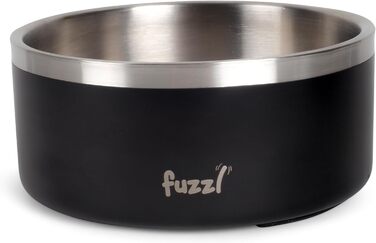 Термомиска для собак Fuzzl Titan 20 см, матово-чорна, ізольована, з гумовим дном, для годування та води, для великих собак, для дому та вулиці