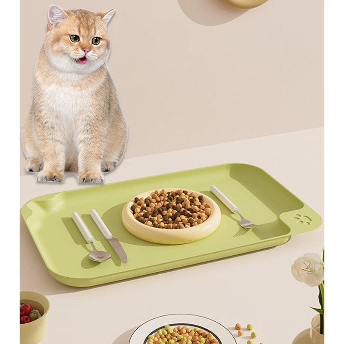 Водонепроникний килимок для годування собак та котів Octonyluck, 57.5x35.5 см, неслизький, легко миється, харчовий, зелений