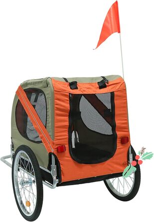 Складаний велопричіп для собак Oxford, 137x73x90 см (Помаранчевий) з ременем безпеки та прапором