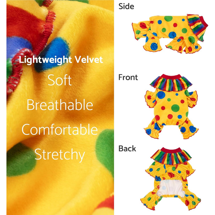 Костюм клоуна для собак Fitwarm на Хелловін, жовтого кольору, розмір M, для маленьких собак