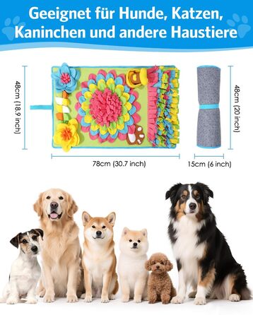 Килимок для собак Brifit для інтелектуальних ігор 78 x 48 см, іграшка-головоломка для малих та середніх собак, миється, тренувальний килимок, проти нудьги, стимулює інтелект