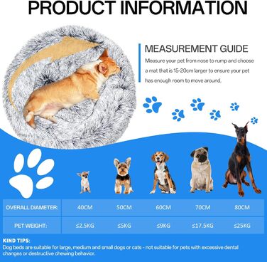 М'яке ліжко для собак та котів Doughnut, Ø80 см, сірий колір. Зручне, миється, з антиковзаючою основою. Підходить для великих, середніх та маленьких собак та кошенят. Розмір: 80x80x20 см (для тварин до 25 кг)