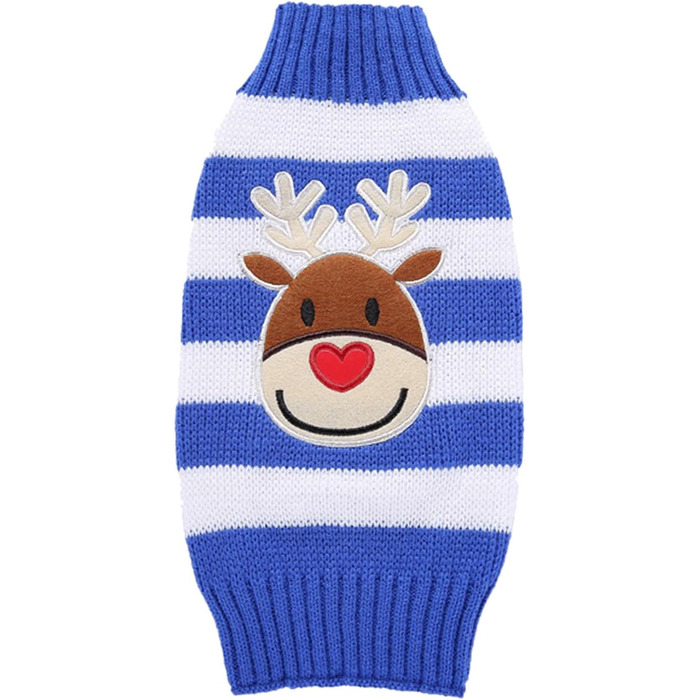 Пуловер для собак на Різдво, кумедний різдвяний пуловер для собак з мультяшним оленем, Сантою та сніжинками, теплий в'язаний пуловер для собак маленьких, середніх та великих, XXS- (110-Green, ) 110-Зелений (M, 13-Blue)