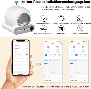 Автоматичний туалет для котів Katzenklo з самоочищенням, 65л, XXL, без запаху, з керуванням через додаток, для 2+ котів