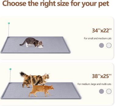 Килимок для котячого туалету Bartuke з іграшкою-м'ячиком, 86x56 см, силіконовий, контролює розсипання наповнювача, м'який для лапок, легко миється (Білий) Білий 86x56 см (Світло-сірий 97x63 см)