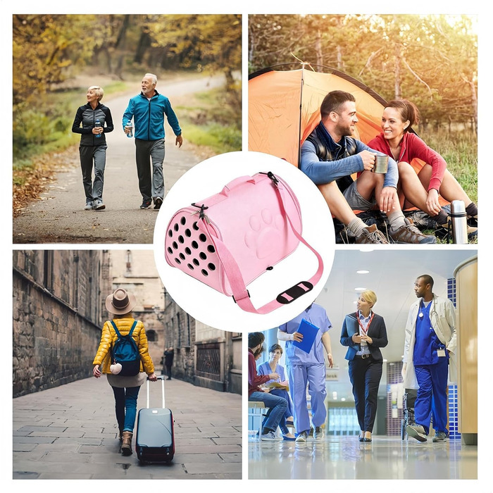 М'яка переноска для тварин | Сумка-переноска на плечі для цуценят | для подорожей, активного відпочинку, літаків, походів, міста та ветеринара (Рожева, M)